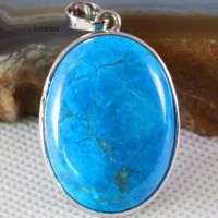 Necklace Pendant Oval Natural Stone Bead Blue Howlite Women Jewelry Gift 1Pcs K682 Free Shipping