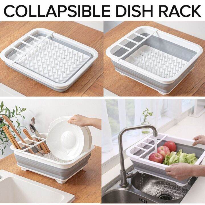 Folding Dish Drainer Rack Plates drain Kitchen Organizer Storage Shelf ...