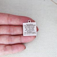 ∏┋☋ 3pcs/Lot Serenity Prayer In Spanish Stainless Steel Laser Engraved Charm for Necklace Bracelet DIY Jewelry Making Handmade Craft