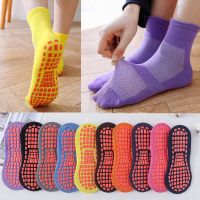 hot【DT】 Non-slip Trampoline Socks Cotton Sport Ballet Pilates Slippers Barefoot Workout for Gym