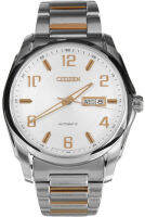 นาฬิกาข้อมือผู้ชาย CITIZEN Automatic รุ่น NP4020-60A ขนาดตัวเรือน 42 มม. หน้าปัดสีขาว ตัวเรือน /สาย Stainless Steel สีเงิน สำรองลานได้นานสูงสุดถึง 40 ชั่วโมง