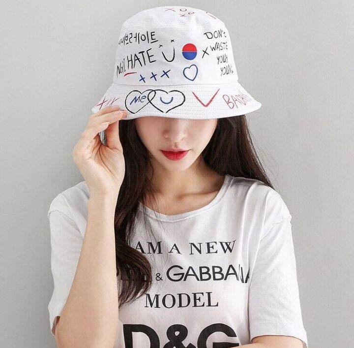 หมวกบักเก็ต-bucket-hats-ลายกราฟฟิตี-สไตล์เกาหลี-graffiti-ใครๆใส่ได้โคตรเท่มีหลายสีให้เลือก