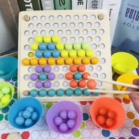 New Montessori Early Education Baby Hand Movement Training Color Cognition Bead Clipping Wooden Toys for Children Game