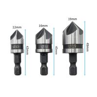 (การฝึกซ้อม) ชุดน่าเบื่อ Countersink หกเหลี่ยม3ชิ้นสำหรับไม้โลหะเครื่องมือหัวเจาะเปลี่ยนเปลี่ยนเร็ว3ชิ้นก้านคาร์บอนเหล็กและสว่านไดร์เวอร์