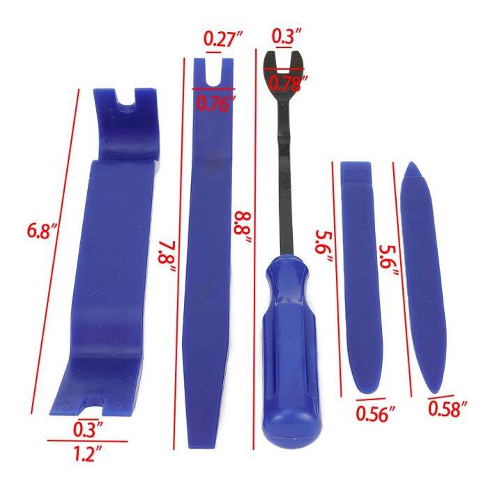 5ชิ้นชุดกล่องเครื่องมือถอดแผงเครื่องมืองัดวิทยุสเตอริโอรถยนต์รถยนต์ที่หนีบประตูชุดติดตั้งแผงหน้าปัดรถยนต์ถอดออกได้แผงพลาสติกแข็ง