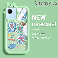 เคส Chenyyka สำหรับ Realme C30s C30 Narzo 50i Prime เคสเคสการ์ตูนรูปโบว์มอนสเตอร์ตัวเล็กโดราเอมอนสเตอร์ตัวเล็กเคสนิ่มทนต่อการขัดถูเคสโทรศัพท์โปร่งใสฝาครอบป้องกันซิลิกาเจลเลนส์กล้องถ่ายรูป