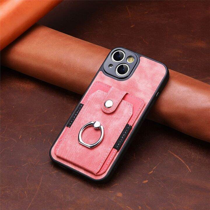 เคสโทรศัพท์แบบกระเป๋าสตางค์ขาตั้งช่องเสียบบัตรของ-hoce-สำหรับ-iphone-14-13-12-11-pro-max-14-plus-13-12-mini-xr-x-xs-max-7-8-plus-เคสฝามีที่ถือวงแหวนผ้าสักหลาดหลังหนัง