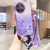 เคสเคลือบอิเล็คโทรเพลทใหม่สำหรับ Realme11 Pro 2023แฟชั่นกุหลาบนิรันดร์ไล่ระดับดอกไม้แวววาวเคสสายคาดที่คล้อง Realme 11 4G 5G / 11 Nfc/ 11 Pro / 11 Pro + / 10T 5G / 10 Pro/ 10 4G 5G / 10 Pro + ฝาครอบ Realme 11 NFC