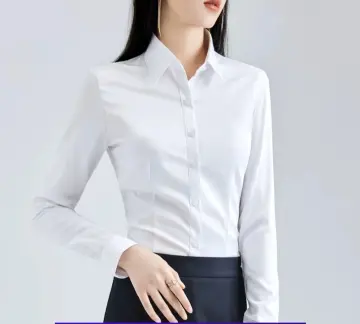 Summer White Shirt Women Blouse Long Sleeve Shirt Button Pockets