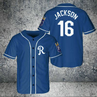 (in stock) Bo Jackson # 16 Kansas City Royals Blue AOP Baseball Jersey Fan Made Size S-5XL (free nick name and logo)