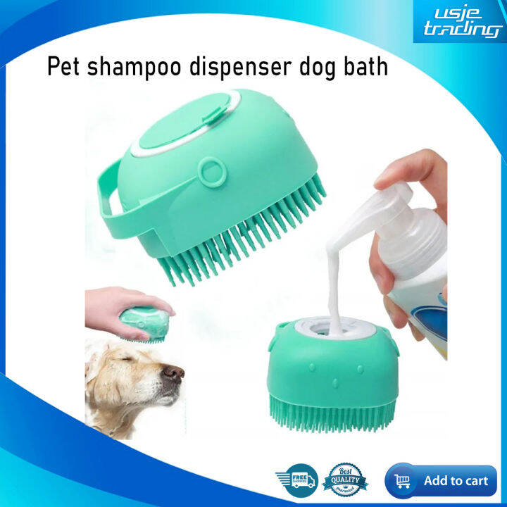 Pet Grooming Shampoo Dispenser Dog Bath Massage Brush Comb Bathroom