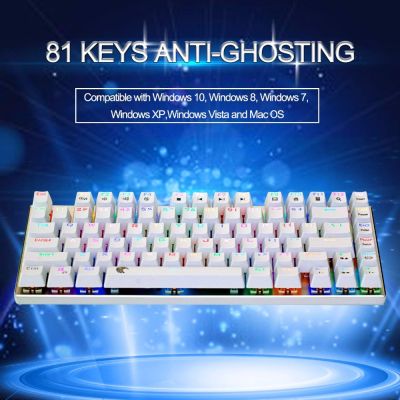 RGB Mechanical Gaming Keyboard Brown Switch - Tactile Slightly Clicky LED Backlit Water Resistant Compact 81 Keys Anti-Ghosting