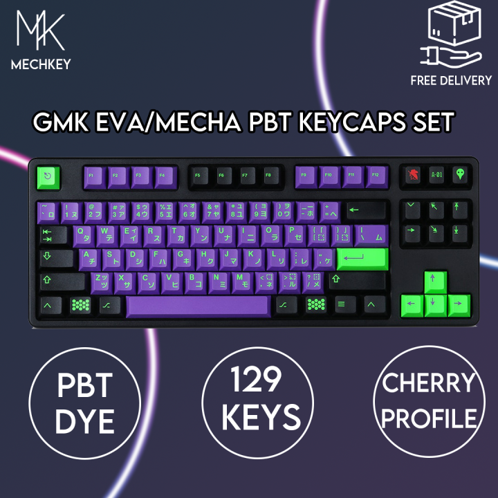 GMK Mecha 01/ EVA Cherry Profile PBT Dye Keycaps Set with 129 Keys
