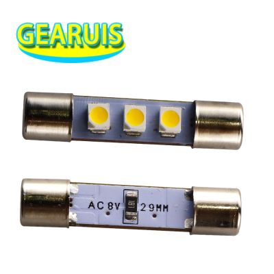 【CW】50X AC 8V Audio equipmen receiver Reading Light Festoon T6.3 C5W 29mm 31mm 3 SMD 3528 1210 LED 3SMD License plate light led bulb