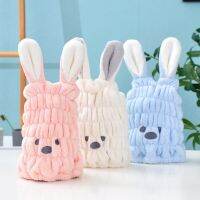 ☁۩ Coral Fleece Hair Towel Super Absorbent Quick Dry Child Cute Animated Drawing Baby Rabbit Ears For Girls Princess Style