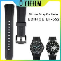 Silicone Strap For Casio EDIFICE Series EF-552PB-1A2 Watch Strap EF552 Watchband Bracelet Durable Belt Rubber Black Wristband