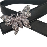 Luxuy rhinestone big butterfly buckle women belts microfiber wide cummerbunds high quality