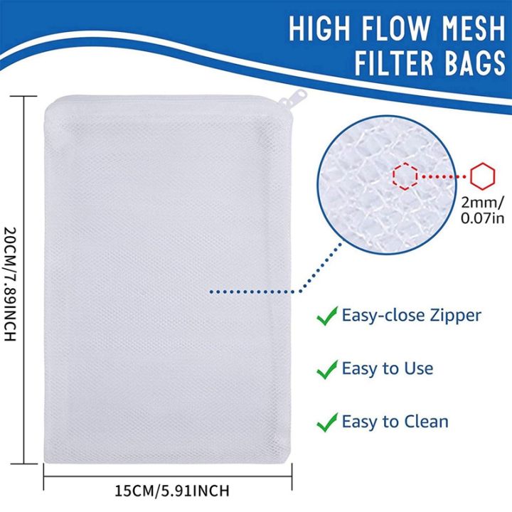 16-pcs-aquarium-mesh-media-filter-bags-nylon-media-filter-mesh-bags-with-zipper-for-particulate-carbon-bio-balls