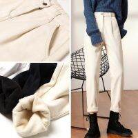 [COD] Fleece and thickened jeans womens autumn winter 2022 new beige loose straight high waist carrot daddy