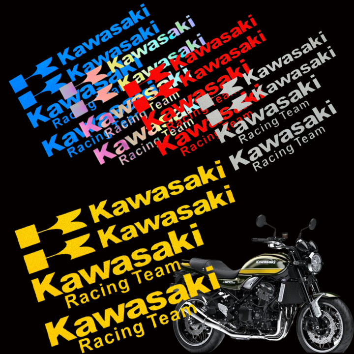 Kawasaki Motorcycle Sticker Logo Set Racing Team Tank Emblem For