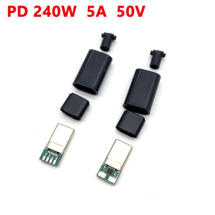 type-c-16p-male-plug-pd-240w-5a-50v-fast-charging-connector-usb-with-pcb-welding-data-line-interface-diy-data-cable-accessories
