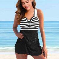 Summer Beach Ladies Casual Popular Bikini Patterned Vest Set Swimsuit S-6XL