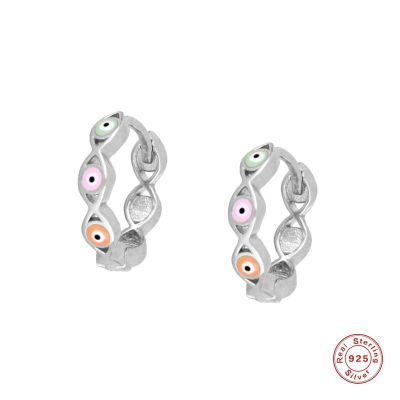 Aide 925 Sterling Silver Personalized Colorful Enamel Evil Eye Hoop Earrings For Women Boho Versatile Huggie Earrings Jewelry