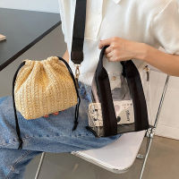 2021 Transparent Top-Handle Bag Female Composite Bolsos Mujer Bag Casual Straw Weaved Handbags Womens Summer Beach Bags