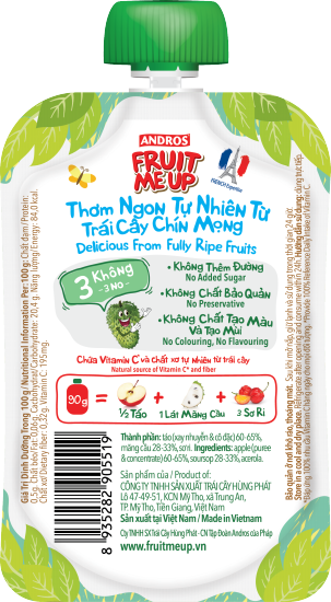 Fruit me up mãng cầu táo - trái cây xay nhuyễn nguyên chất - 90gx4 - ảnh sản phẩm 7
