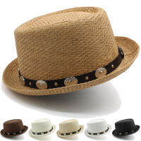 Men Women Classical Straw Pork Pie Hats Fedora Sunhats Trilby Caps Summer Boater Beach Outdoor Travel Party Size US 7 14 UK L