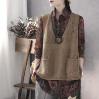 [Spot] Spring and Summer new Korean style wool vest womens outer wear loose V-neck sweater vest 2023