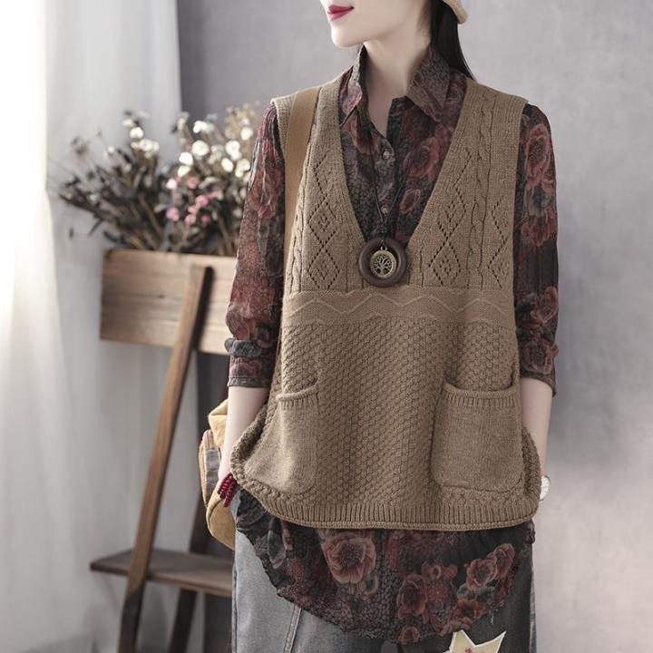 spot-spring-and-summer-new-korean-style-wool-vest-womens-outer-wear-loose-v-neck-sweater-vest-2023