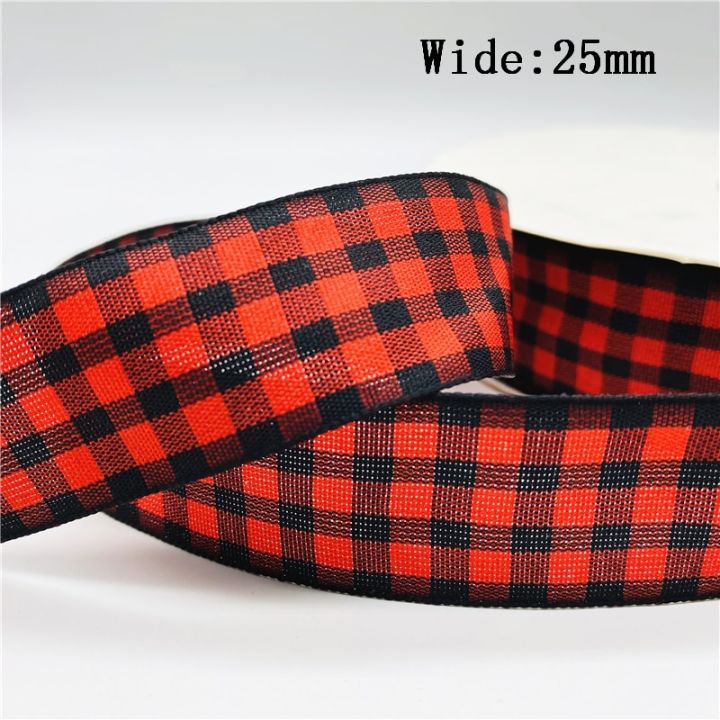 5yards-lot-25mm-plaid-ribbon-christmas-decor-ribbon-for-handmade-design-christmas-decoration-diy-gift-wrapping-gift-wrapping-bags