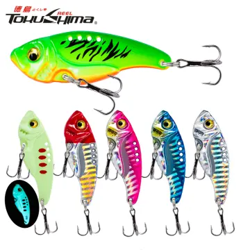 Fishing Lures Metal VIB Hard Spinner Blade Baits with Feathers Treble Hooks  for Bass Walleyes Trout Fishing Spoons