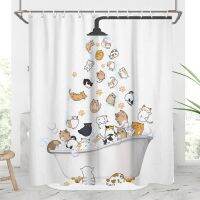 Aatter Cut Cat Shower Curtain for Kids Children Cartoon Animal Pattern Colorful Hilarious Funny Pets Paw Bathroom Waterproof Fabric Polyester Accessories (w60 xh72 ) 12 Hooks I