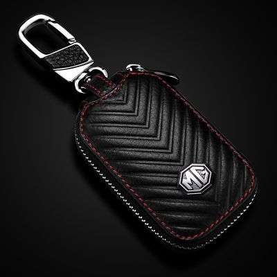 ■ Leather Car Key Case For MG 6 ZS HS MG3 Rui Teng MG5 Rui Xing MG6 Remote Control Smart Key Cover With MG Logo Keychain