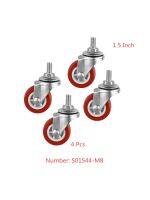 4 Pcs/Lot Spot 1.5 Inch Red Screw Caster M8 Universal Roller Pvc Plastic Wheel Glass Mechanical Backup