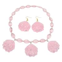 Princess Costume Jewelry Set Pink Shells Necklace and Earrings Halloween Carnival Cosplay Party Girl Jewelry for Women big sale