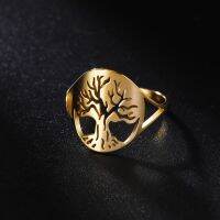 【HOT】 COOLTIME Vintage Fashion Tree of Life Rings for Women Stainless Steel Rings Amulet Jewlery Mother 39;s Day Gift