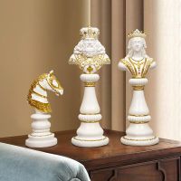 Resin Retro International Chess Figurine For Interior King Knight Sculpture Home Desktop Decor Living Room