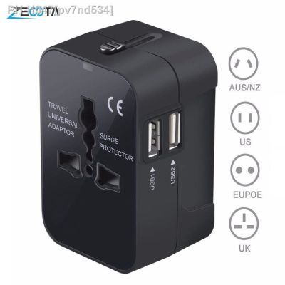 ✤✤ Universal Worldwide All in One Phone Charger Travel Wall AC Power Plug Adapter with Dual USB Charging Ports for USA EU UK AU