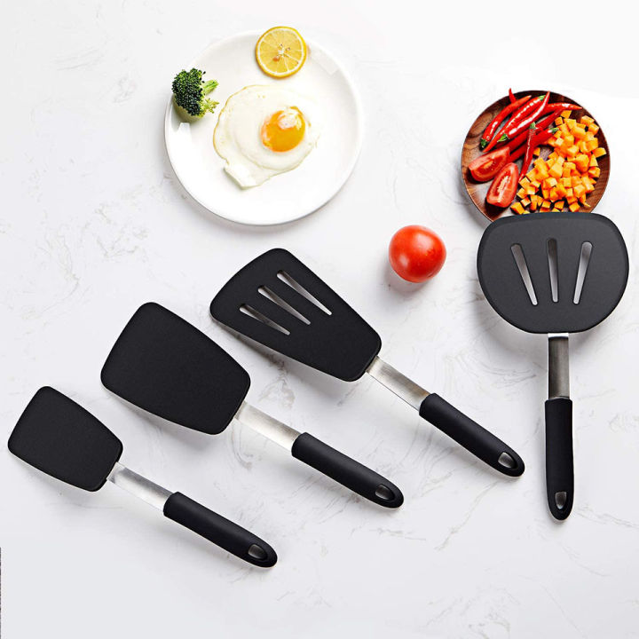 silicone-turner-spatula-set-600f-heat-resistant-creative-crooked-cooking-utensil-set-eggs-pancakes-fish-nonstick-cookware