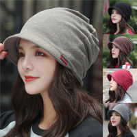 hang qiao shop   New Knitted Hat Womens Autumn And Winter Cap Fashion Solid Color Outdoor Windproof Keep Warm Thicken Knitted Hats