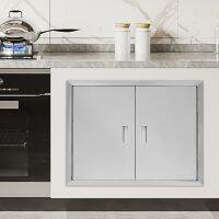BBQ Double Access Door 31W x 24H Inch BBQ Door Stainless Steel Wall Construction Vertical Grilling Station Outside Cabinet