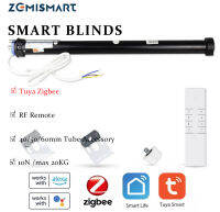 zemismart Zigbee Motorized 10N Roller Blinds,AC Tubular Shutter Motor/Remote Control APP Tuya SmartLife Echo Voice 20KG Blinds for 40/50/55mm/40mm Octagonal Tube,Homekit Via ZMHK01