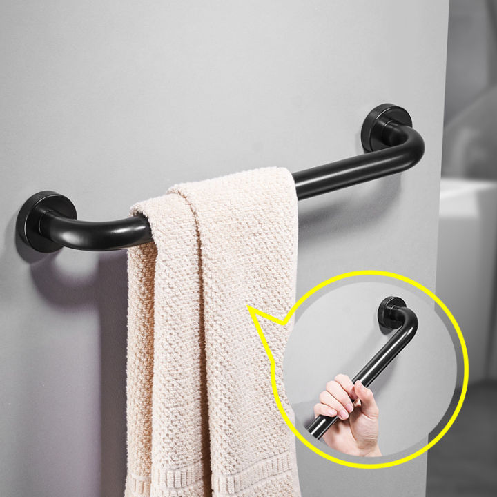 พื้นที่สีดำอลูมิเนียมอ่างอาบน้ำคว้าบาร์ราวมือจับคนชราห้องน้ำจับที่เท้าแขนความปลอดภัยและอุปกรณ์เสริม-wc-บาร์ผ้าขนหนู