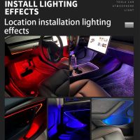 HOLYWOOT Tesla Model 3 Model Y Interior Ambient Lights Car Led RGB Neon Ambience Light Strip Fiber Optic With App Controlled