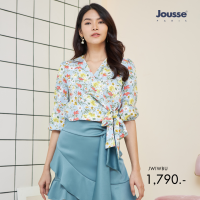 Jousse Blouse เสื้อเบลาส์ลายดอกไม้ สีสันสดใส คอวีป้าย ดีเทลผูกโบว์ช่วงเอว เสื้อ เสื้อผ้าผญสวยๆ เสื้อแฟชั่น เสื้อแฟชั่นผญ JWIWBU