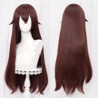 Genshin Impact Amber Cosplay Wigs Game Cosplay Long Brown Straight Wig with Bangs Heat Resistant Synthetic Hair Wigs Wig Cap