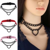 CCW PU หนังโซ่หัวใจจี้สร้อยคอผู้หญิงผู้ชาย Punk คอ Gothic สีดำสีชมพู Choker สร้อยคอ Cool Collar